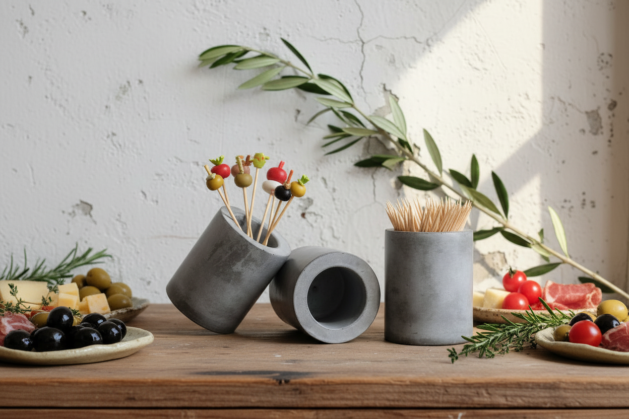 Lot de 3 petits pots en béton TRIPO, artisanat français.